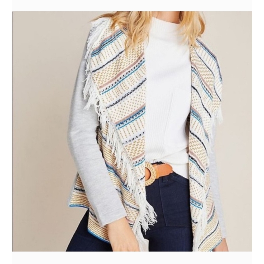 Anthropologie Dolan Left Coast Collection Fringe Knit Cardigan XS